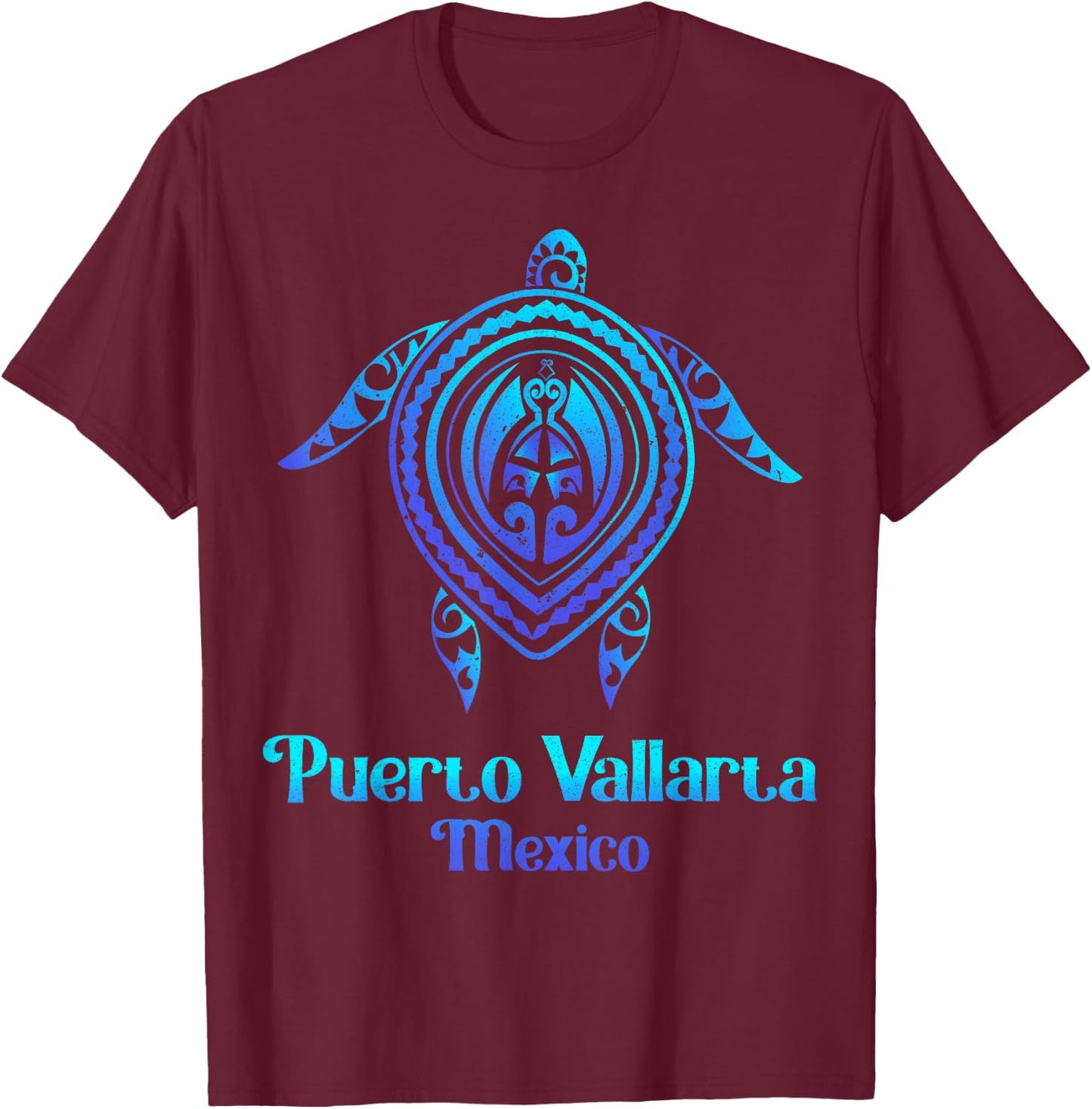 Puerto Vallarta Mexico Souvenirs Tropical Blue Sea Turtle T-Shirt - T-Shirt | Maroon