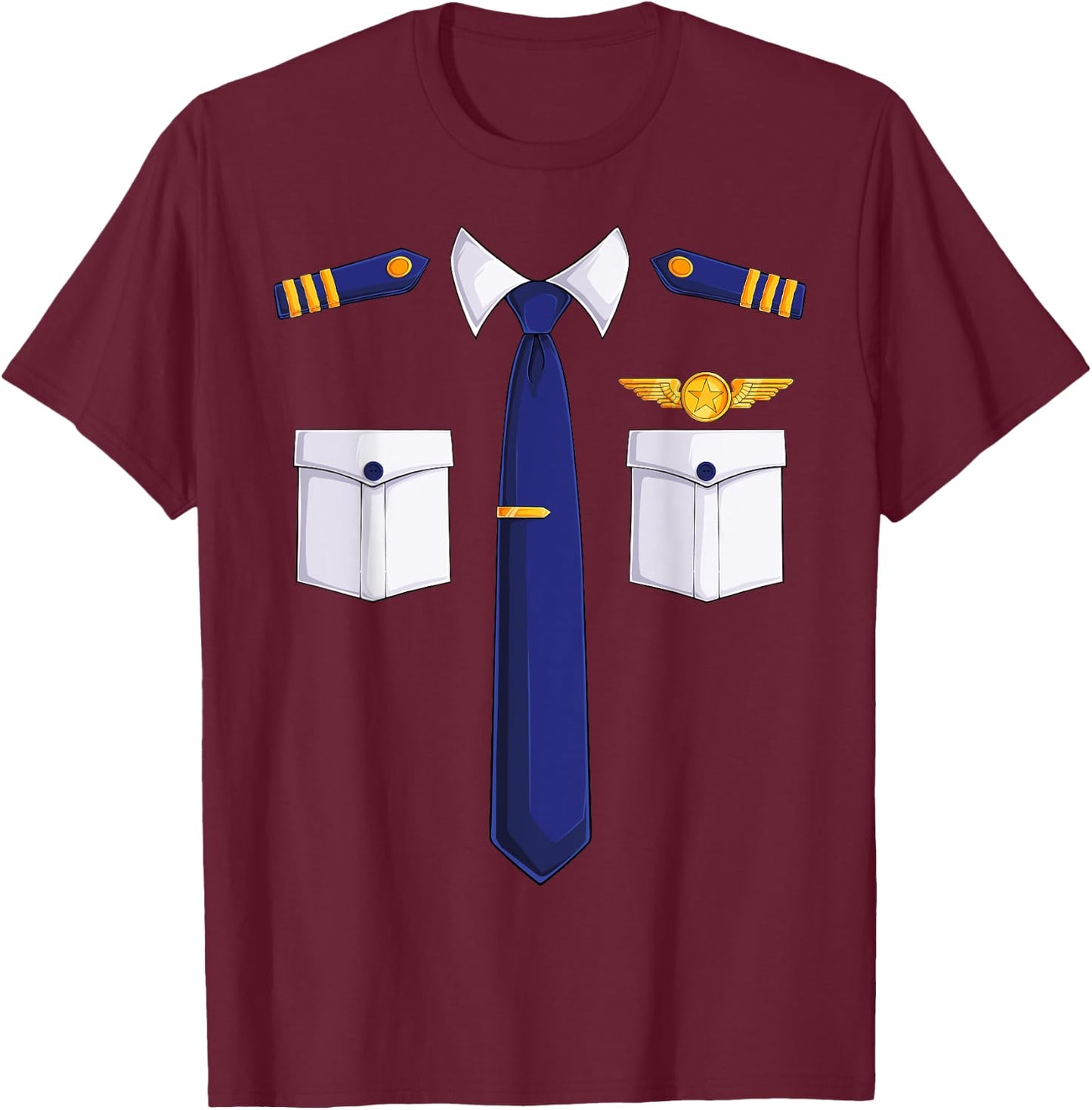 Funny Pilot Costume Airplane Kids Women Men Boys Halloween T-Shirt - T-Shirt | Maroon