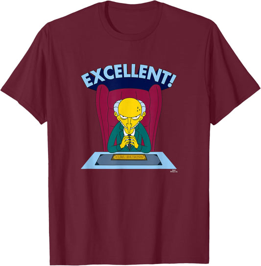 The Simpsons Mr. Burns Excellent T-Shirt - T-Shirt | Maroon