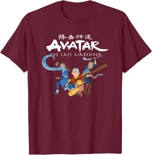 Avatar: The Last Airbender Group Shot T-Shirt - T-Shirt | Maroon