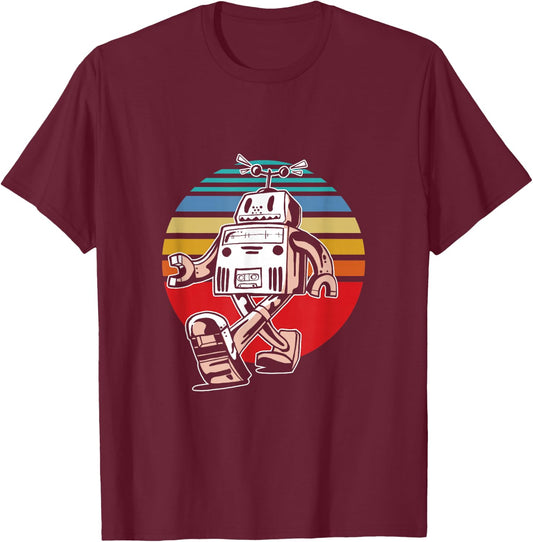 Cute Retro Robot Fan Robotics Science Student Robot Lover T-Shirt - T-Shirt | Maroon