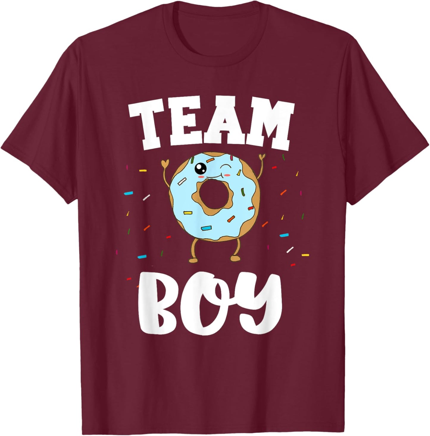 Team Boy Donut Gender Reveal Party Funny and Cute Blue T-Shirt - T-Shirt | Maroon