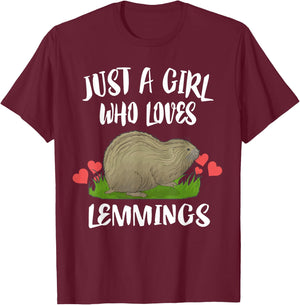 Just A Girl Who Loves Lemmings Animals T-Shirt - T-Shirt | Maroon