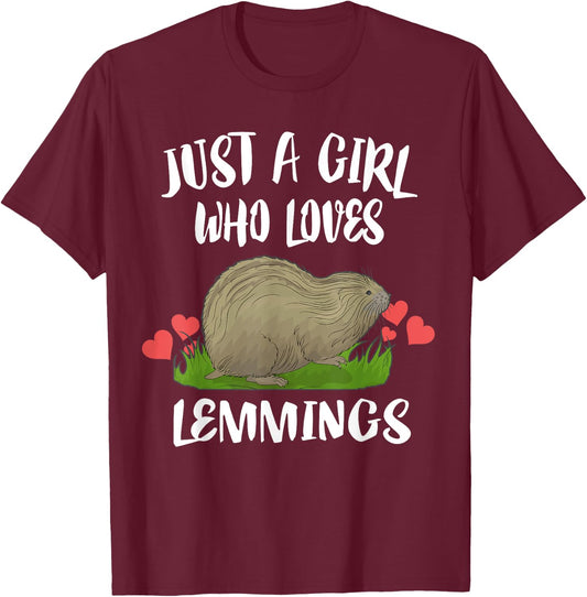 Just A Girl Who Loves Lemmings Animals T-Shirt - T-Shirt | Maroon