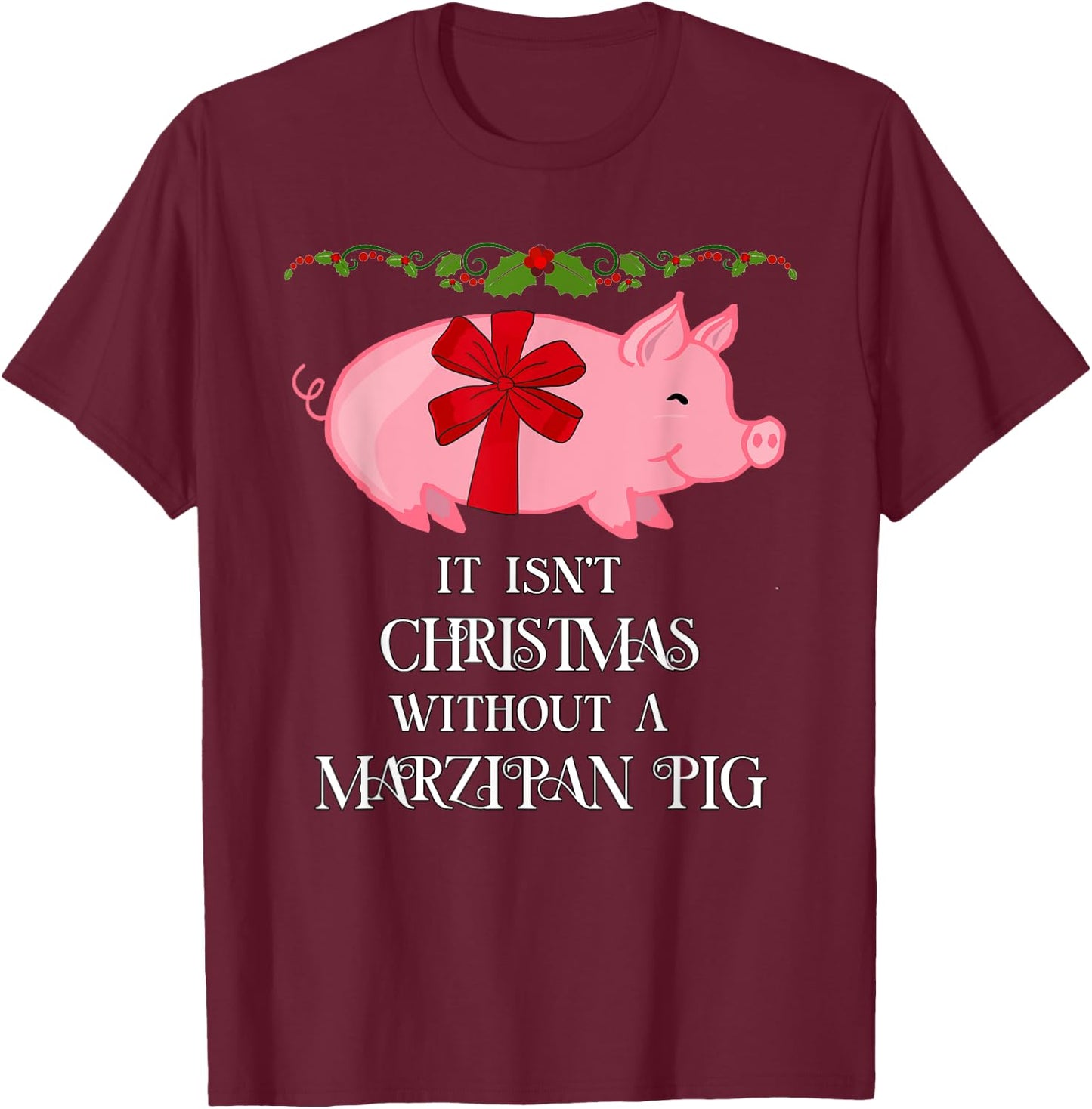 Funny Scandinavian Norwegian Marzipan Pig Christmas T-Shirt - T-Shirt | Maroon