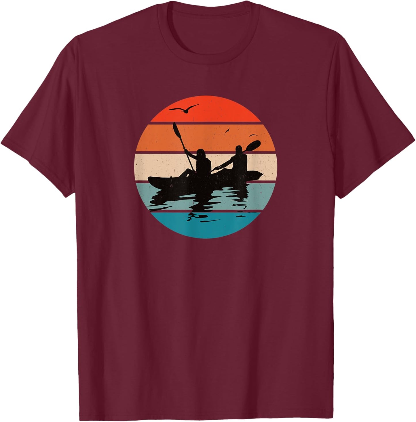 Cool Tandem Kayak Retro Kayaking T-Shirt - T-Shirt | Maroon