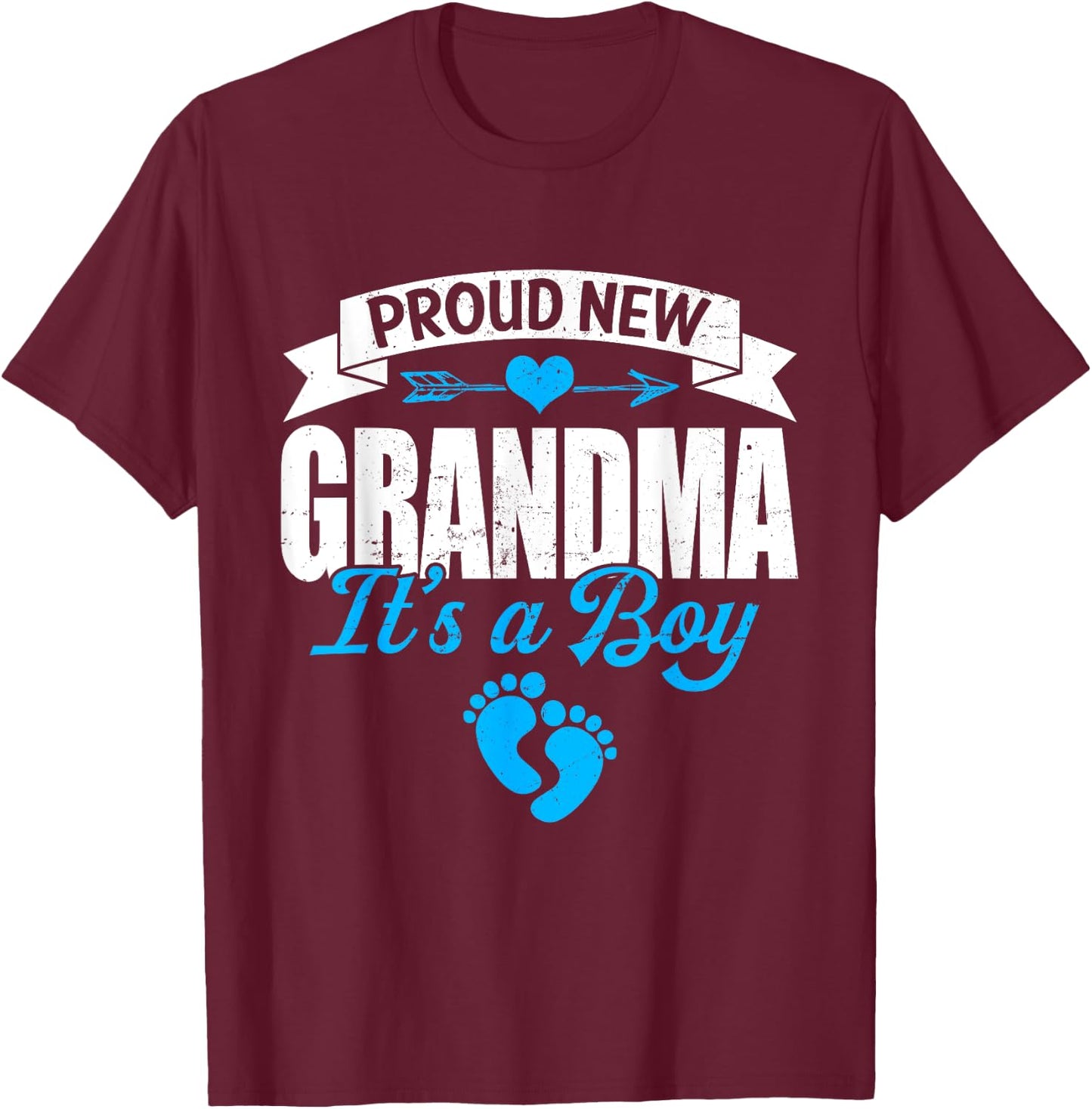 Retro Family Proud New Grandma It's A Boy Gender Reveal T-Shirt - T-Shirt | Maroon