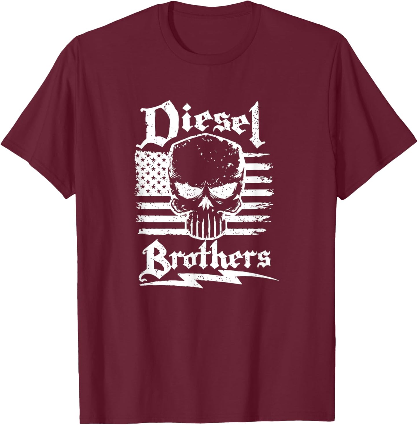 Diesel Brothers Amercian Flag T Shirt T-Shirt - T-Shirt | Maroon