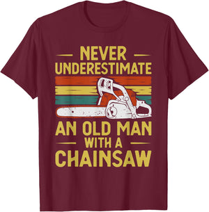 Funny Lumberjack Art Men Dad Chainsaw Arborist Wood Logger T-Shirt - T-Shirt | Maroon