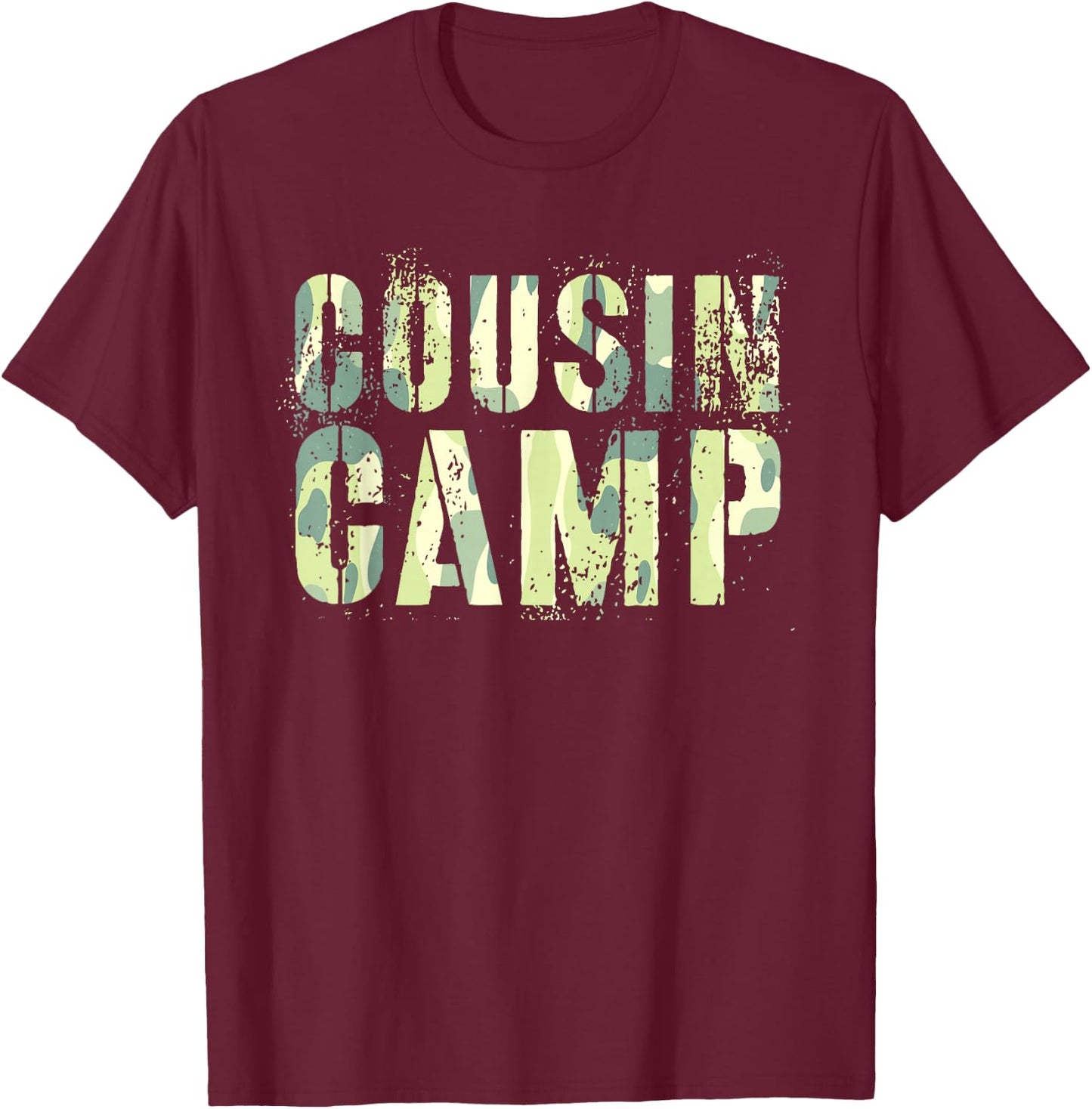 Camo COUSIN CAMP Funny Grandma Grandpa Vacation Crew Cruise T-Shirt - T-Shirt | Maroon