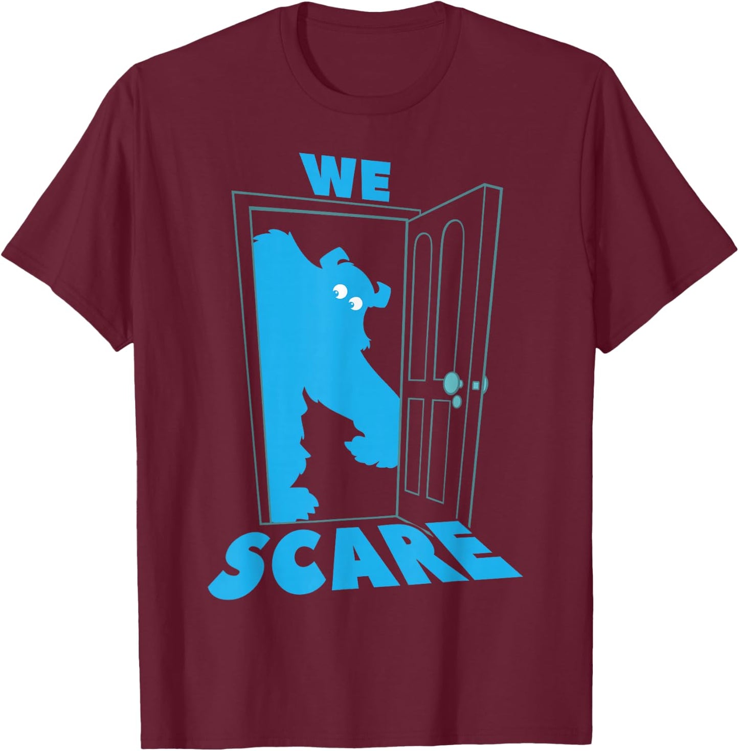 Disney Pixar Monsters, Inc. Sulley We Scare We Care Door T-Shirt - T-Shirt | Maroon