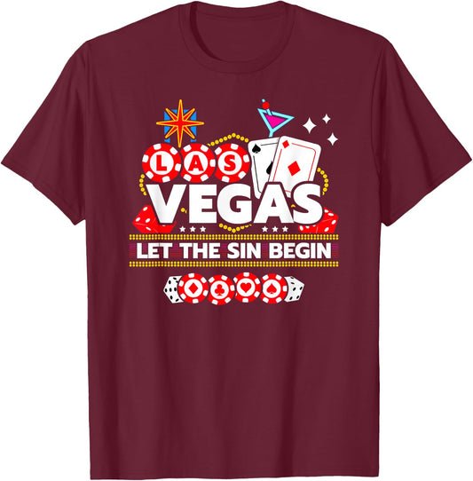 Las Vegas Vacation - Let The Sin Begin - Vegas Girls Trip T-Shirt - T-Shirt | Maroon