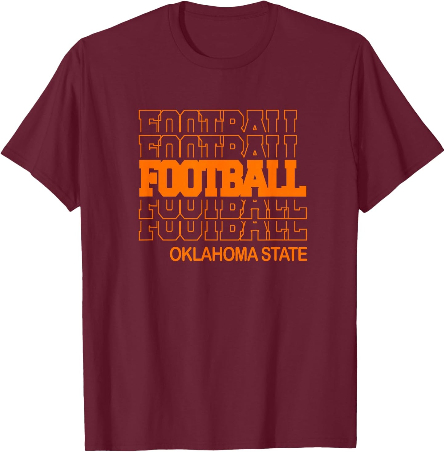 Football Oklahoma State in Modern Stacked Lettering T-Shirt - T-Shirt | Maroon