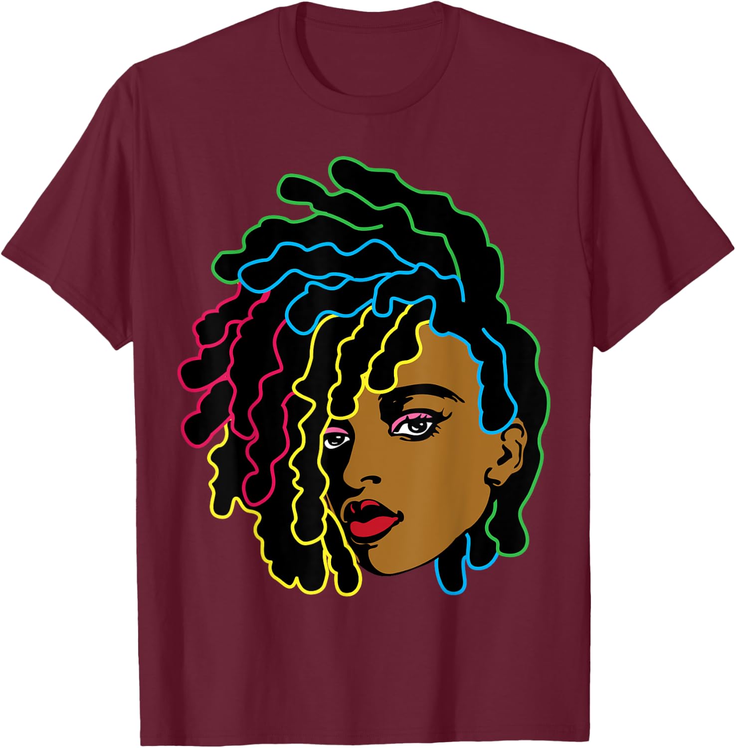 Black Woman African Afro Hair Cool Black History Month Gift T-Shirt - T-Shirt | Maroon