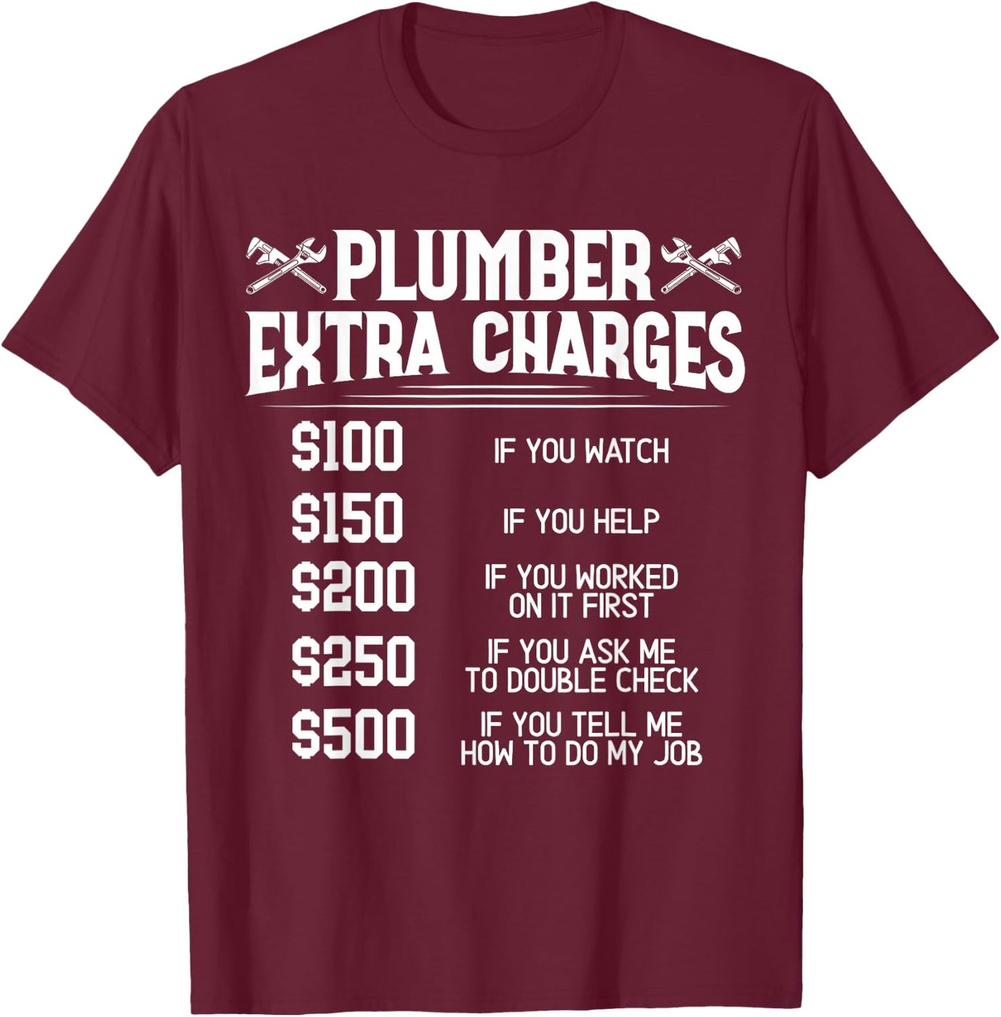 Plumber Extra Charges Plumbing Pipefitter Drain Surgeon Gift T-Shirt - T-Shirt | Maroon