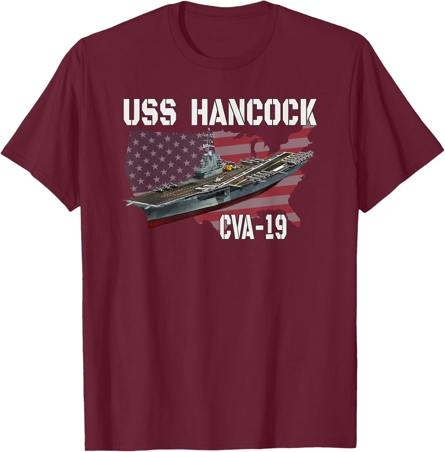 USS Hancock CVA-19 Aircraft Carrier Veterans Day Fathers Day T-Shirt - T-Shirt | Maroon