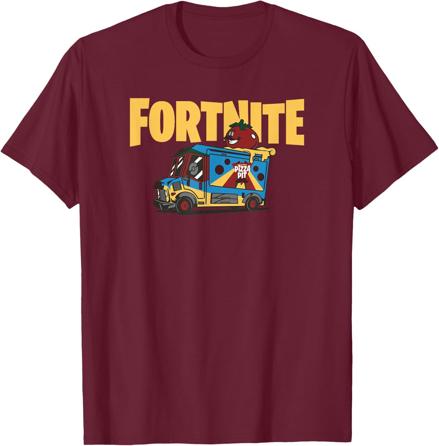 Fortnite Pete's Pizza Fortnite Small T-Shirt - T-Shirt | Maroon