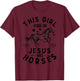 This Girl Runs On Jesus And Horses Equestrian Horse Riding T-Shirt - T-Shirt | Maroon
