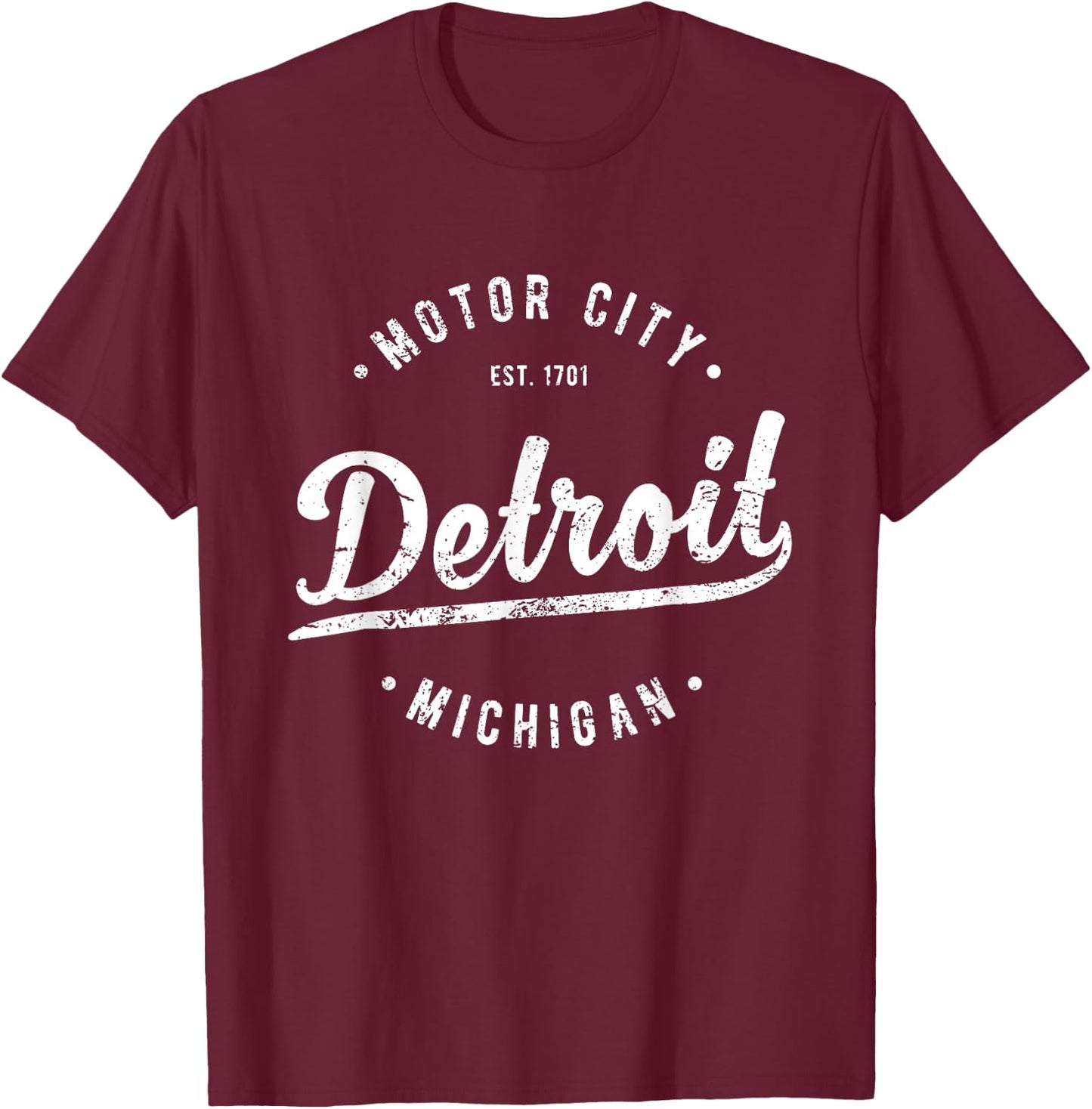 Vintage Detroit Motor City Souvenir Merch Retro Detroit T-Shirt - T-Shirt | Maroon