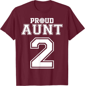 Custom Proud Volleyball Aunt Number 2 Personalized Women T-Shirt - T-Shirt | Maroon