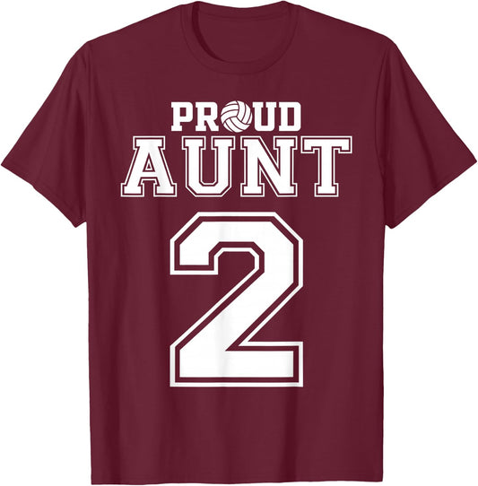 Custom Proud Volleyball Aunt Number 2 Personalized Women T-Shirt - T-Shirt | Maroon
