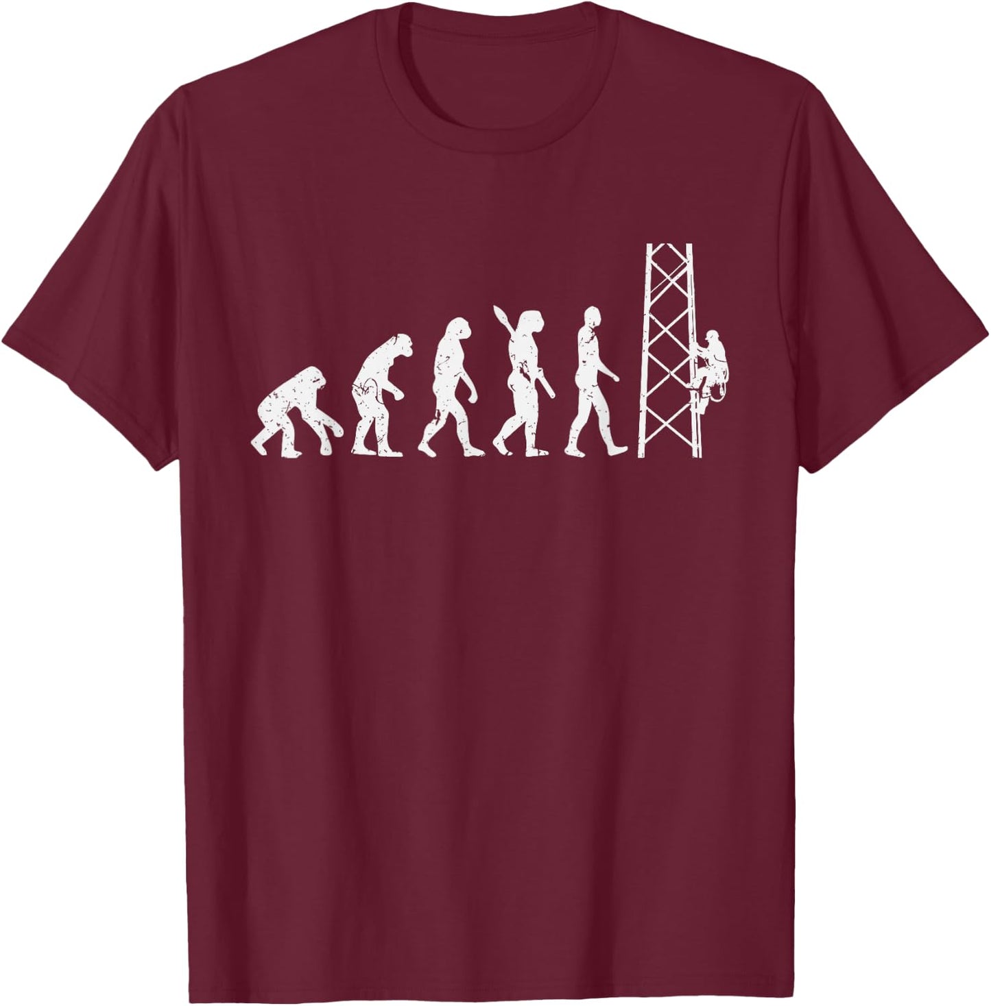 Evolution Electrician Tower Climber T-Shirt - T-Shirt | Maroon