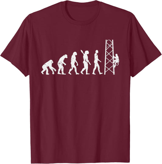Evolution Electrician Tower Climber T-Shirt - T-Shirt | Maroon