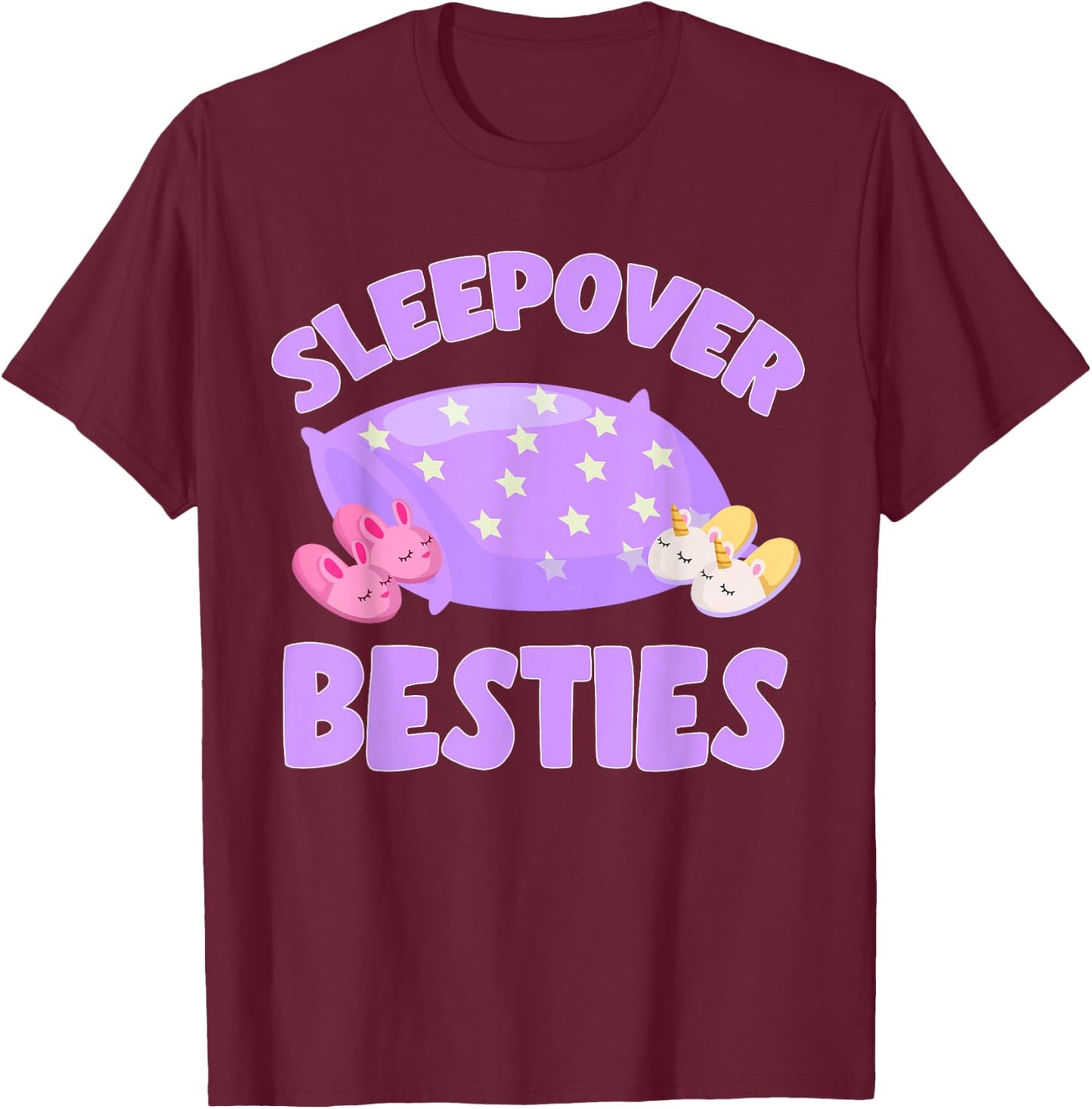 Sleepover Besties Sleepover Pajama Slumber Party T-Shirt - T-Shirt | Maroon
