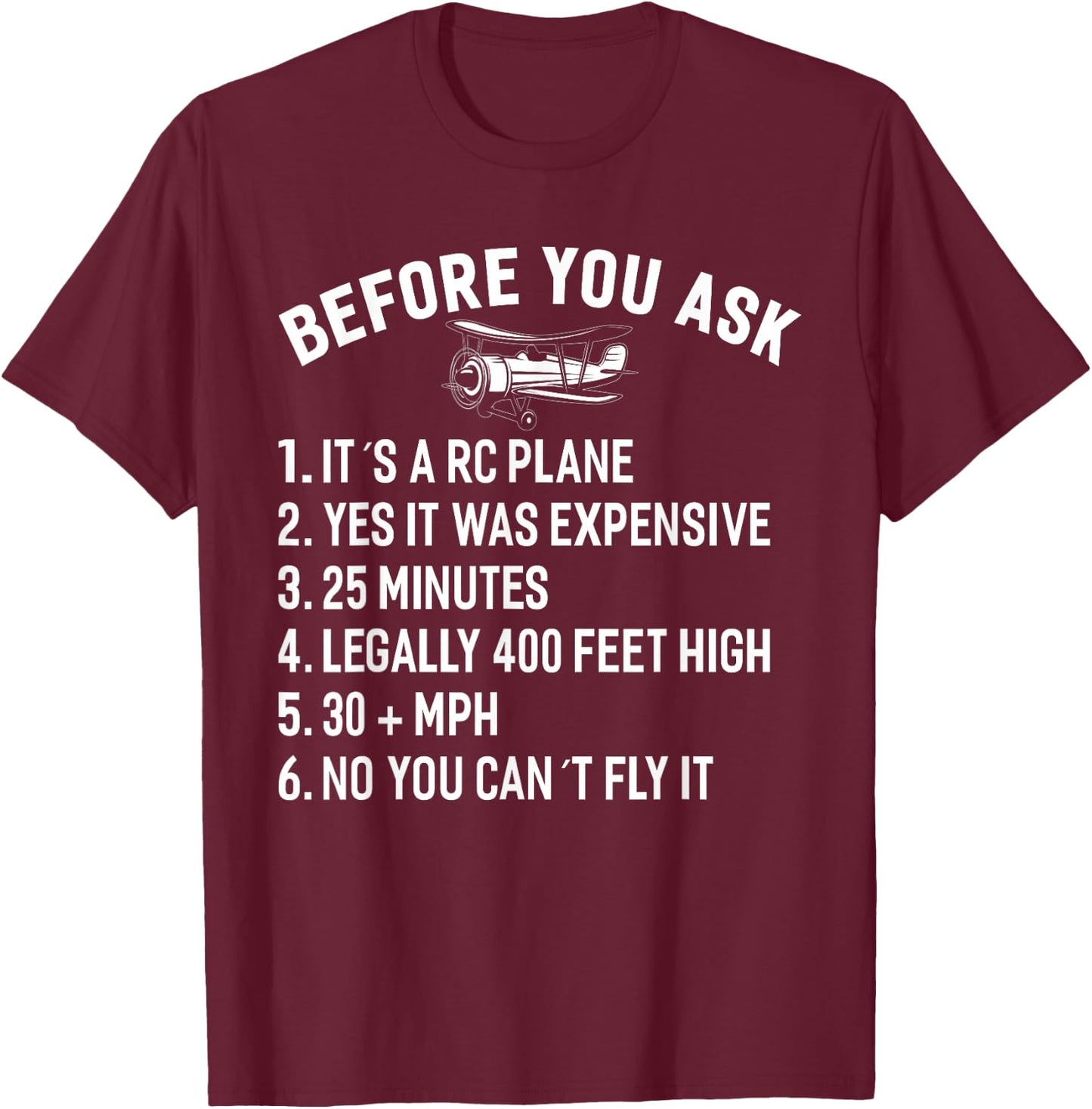 RC Airplane Remote Controlled Seaplane RC Hobby Plane T-Shirt - T-Shirt | Maroon