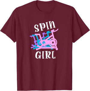 Spin Workout Saying Spinning Class Women Spin Bike Graphic T-Shirt - T-Shirt | Maroon