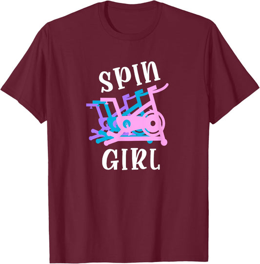 Spin Workout Saying Spinning Class Women Spin Bike Graphic T-Shirt - T-Shirt | Maroon