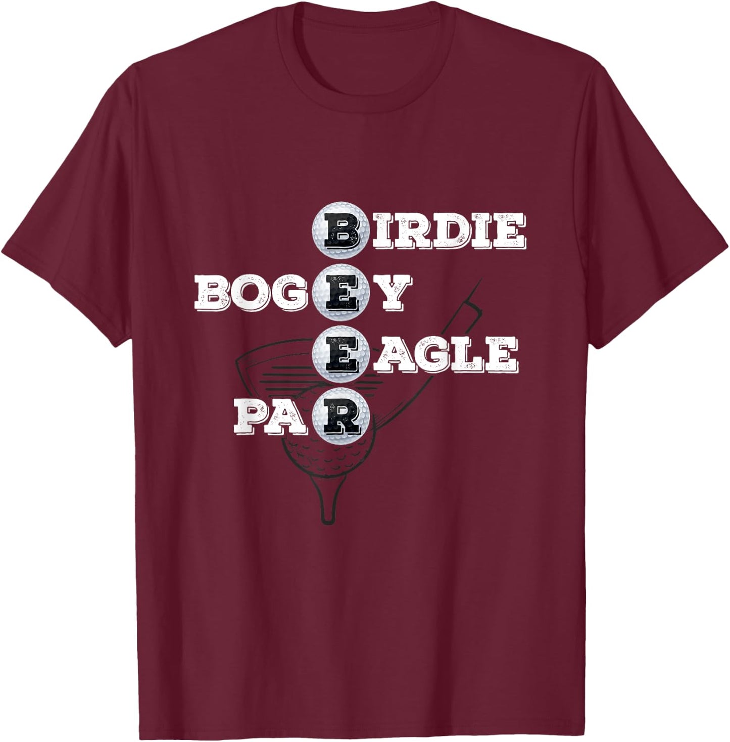 Birdie Bogey Eagle Par Beer Golf Ball Funny Golfer T-Shirt - T-Shirt | Maroon