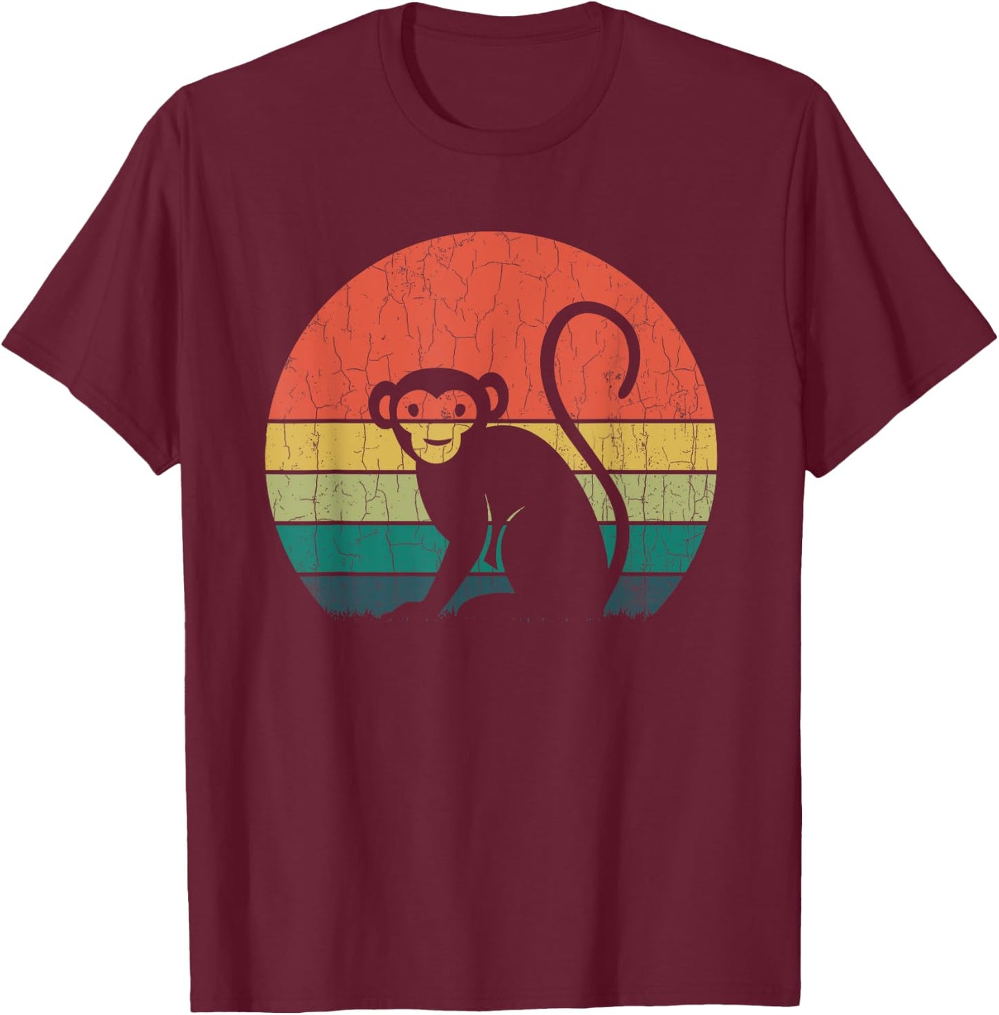 Retro Vintage Chimpanzee Funny Monkey Animal Lover Graphic T-Shirt - T-Shirt | Maroon