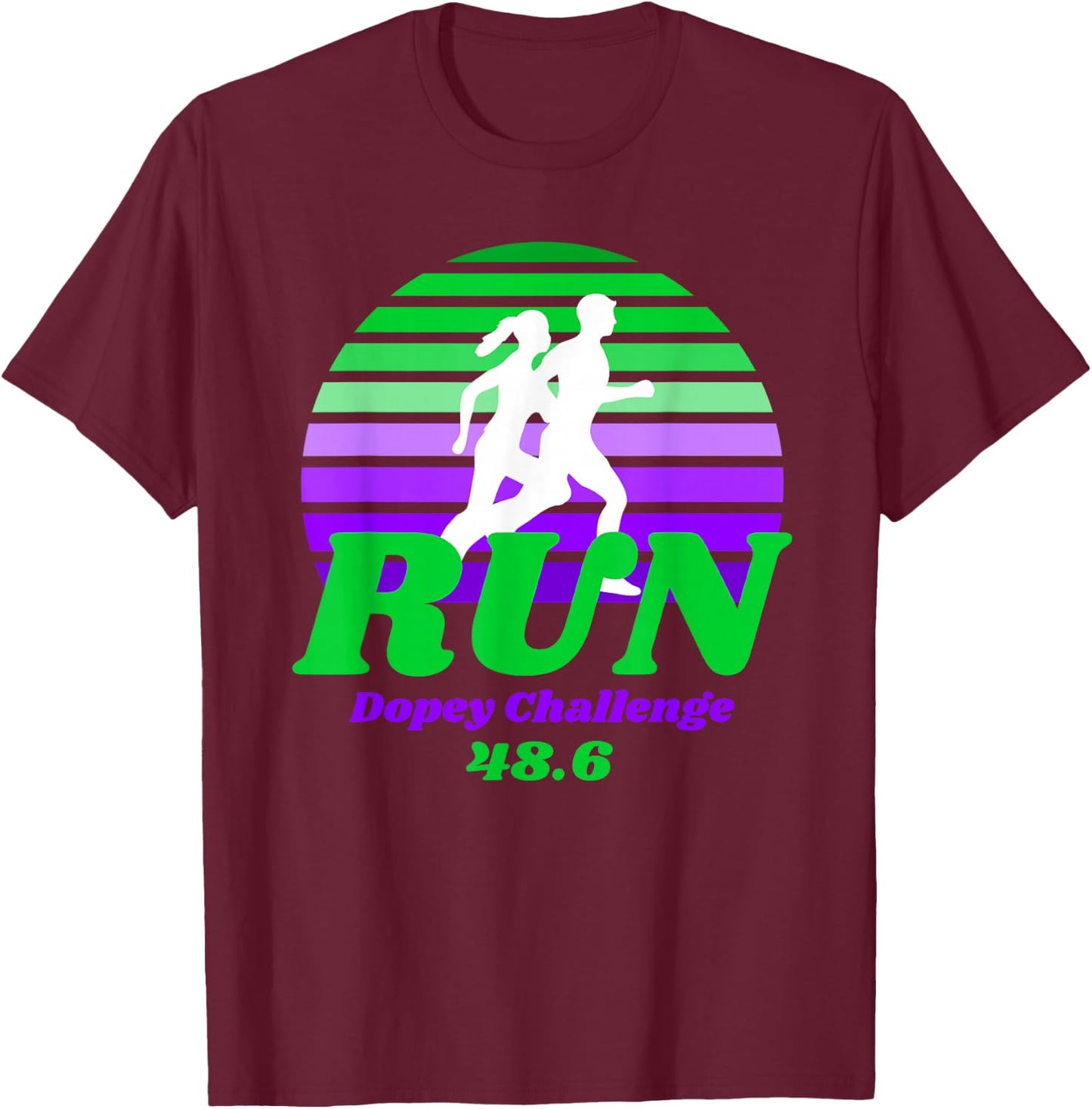 Run Dopey Challenge Sunset Marathon Runner Graphic T-Shirt - T-Shirt | Maroon