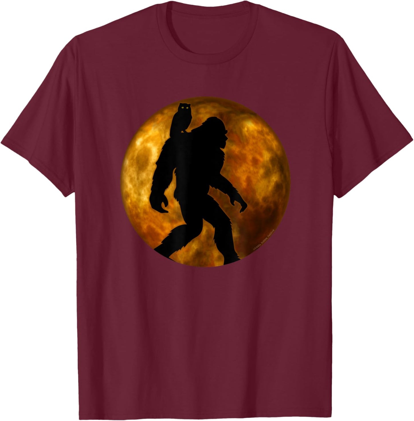 Cool Bigfoot Lovers Design with Full Moon - Bigfoot T-Shirt - T-Shirt | Maroon