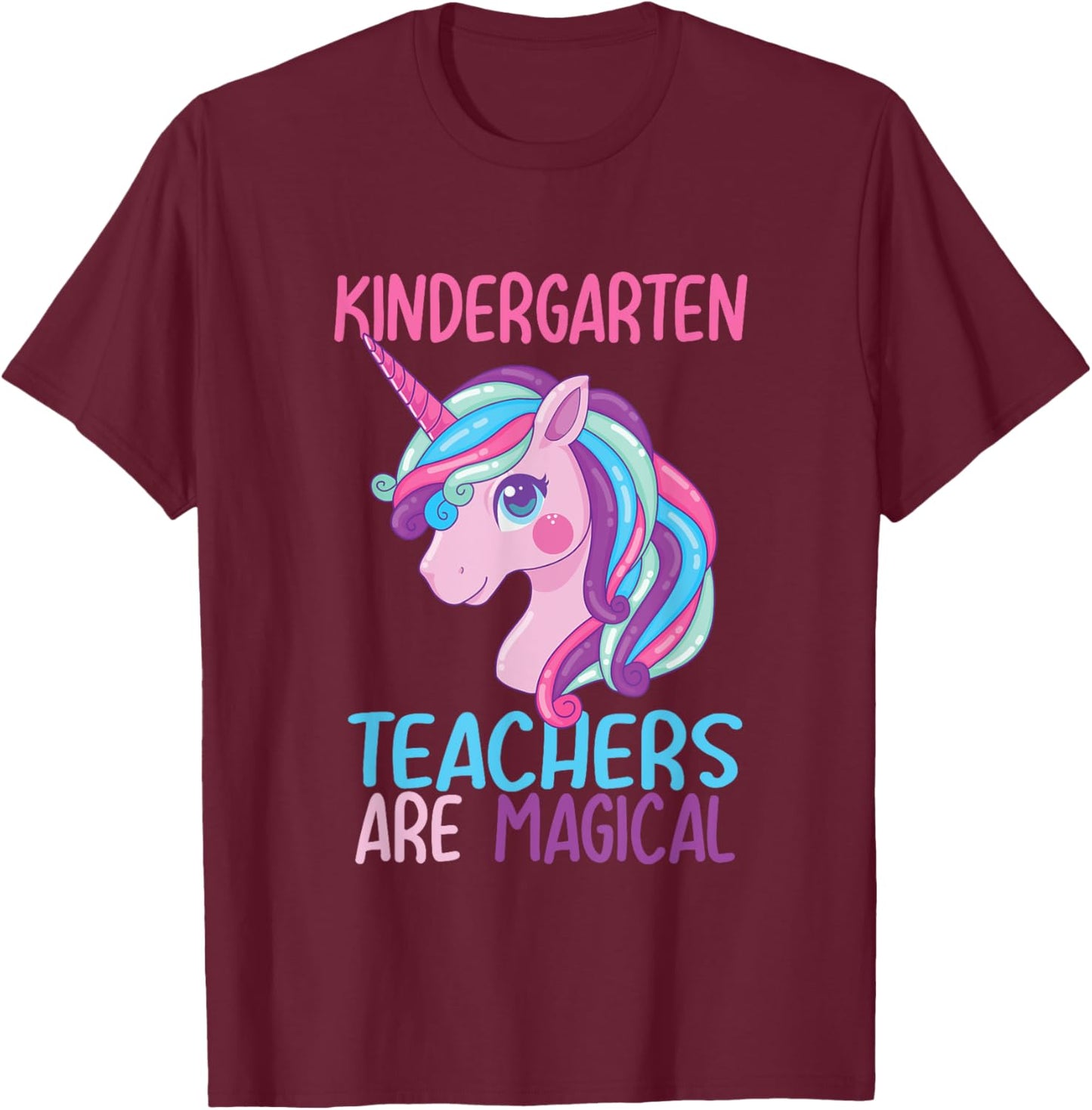 Nursery Unicorn Funny Teacher Gift T-Shirt - T-Shirt | Maroon