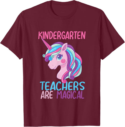 Nursery Unicorn Funny Teacher Gift T-Shirt - T-Shirt | Maroon