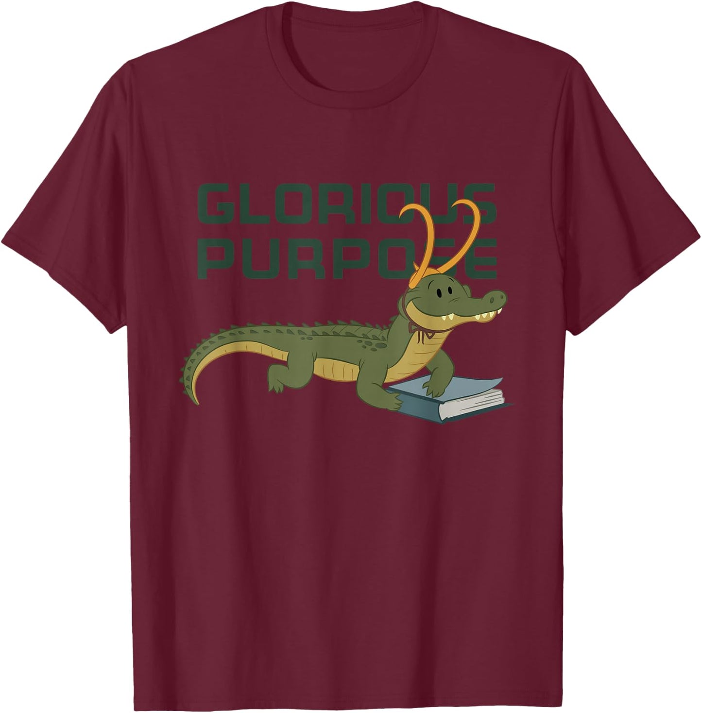 Marvel Loki Alligator Loki and Book Glorious Purpose T-Shirt - T-Shirt | Maroon
