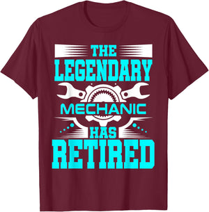 Mechanic Retirement Funny Coworker Boss Husband T-Shirt - T-Shirt | Maroon