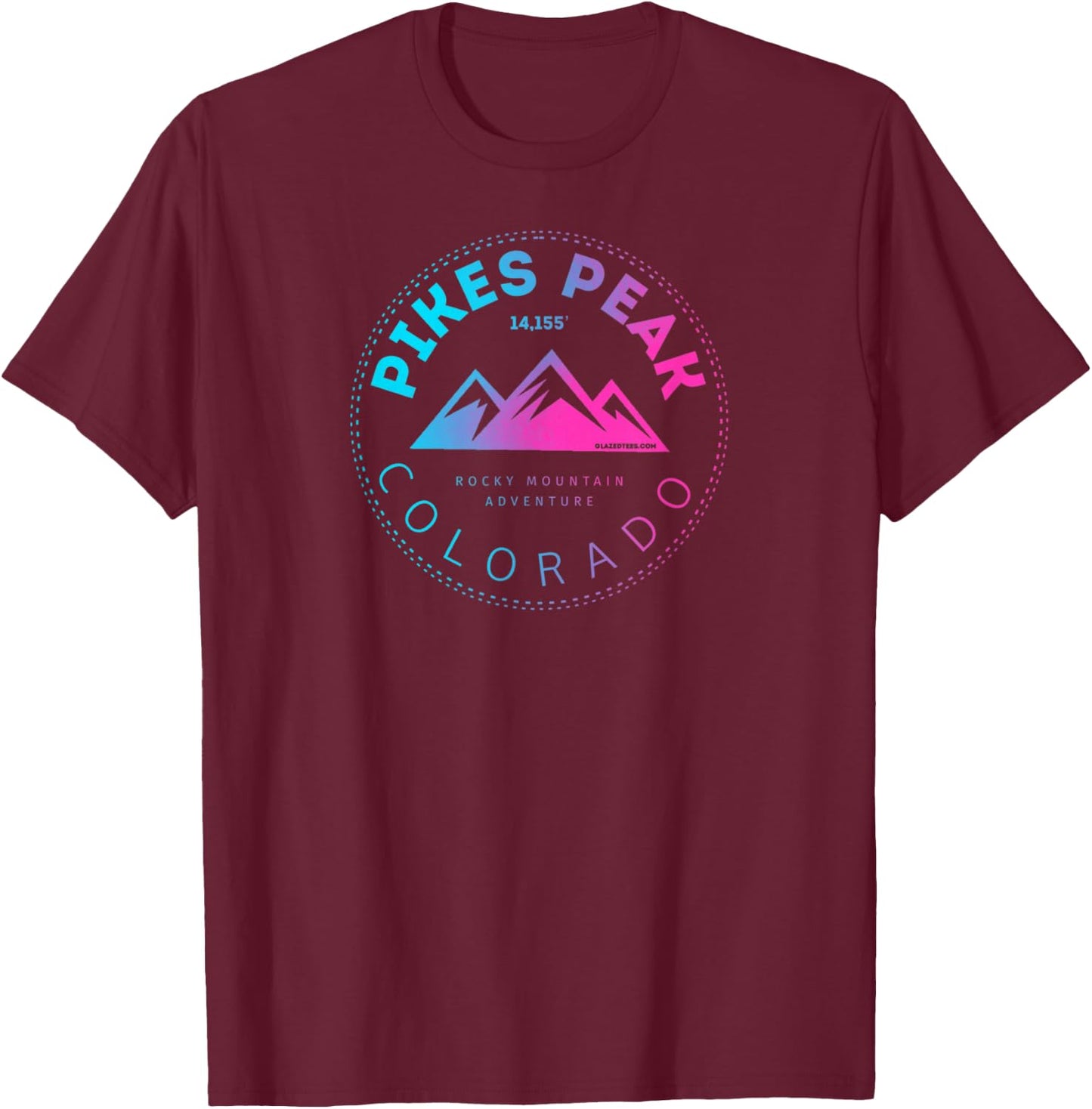 Pikes Peak Colorado - Rocky Mountain Retro T-Shirt - T-Shirt | Maroon
