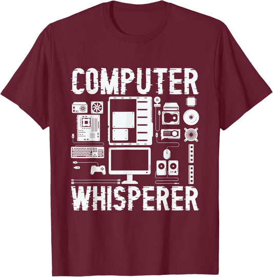 Computer Whisperer Tech Supports Programmer Coder T-Shirt - T-Shirt | Maroon