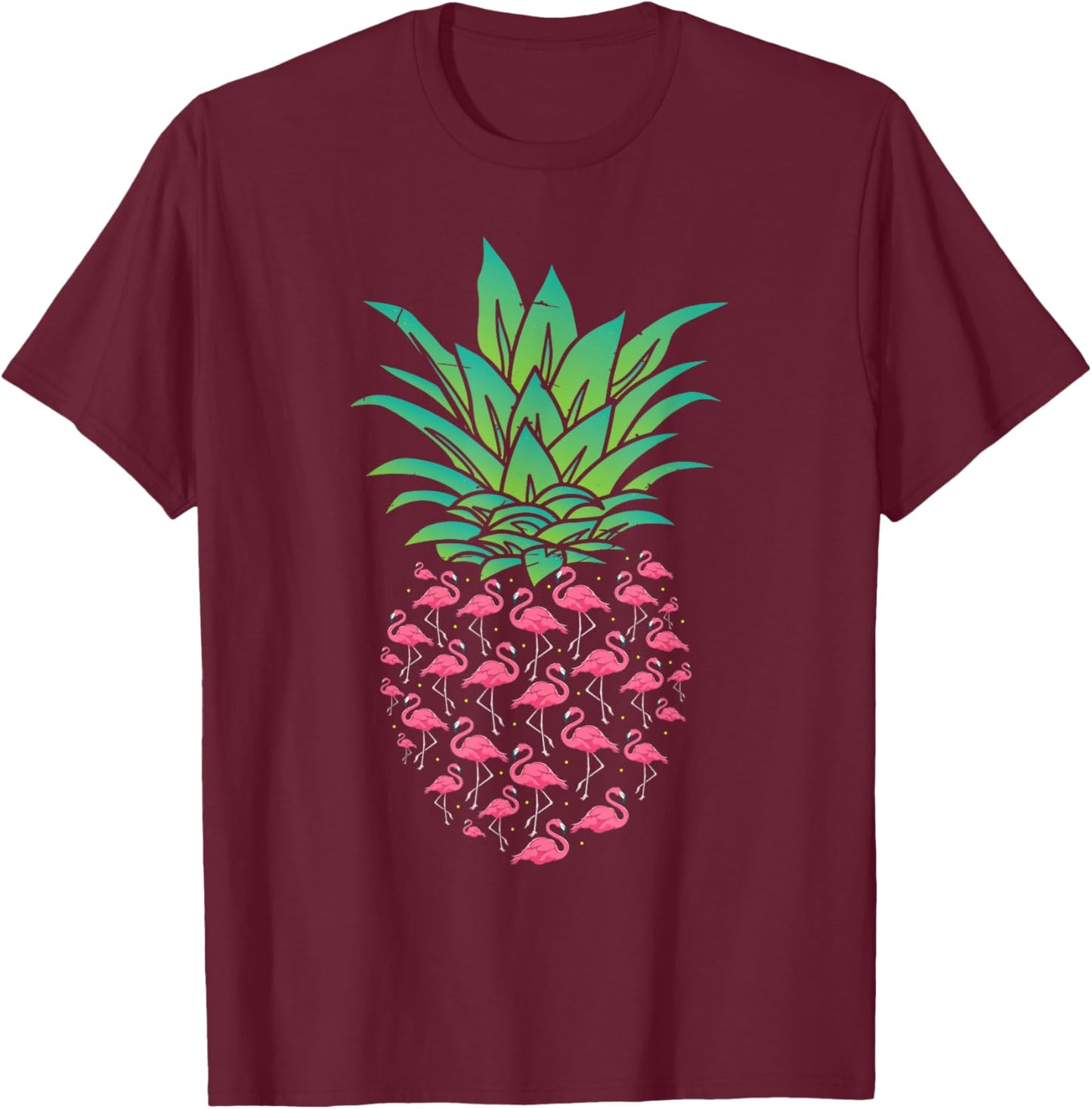 Animal Flamingo Lover Exotic Bird Pineapple Flamingo T-Shirt - T-Shirt | Maroon