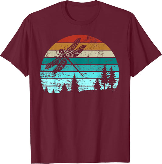 Cool Dragonfly Art Men Women Retro Nature Insect Entomology T-Shirt - T-Shirt | Maroon