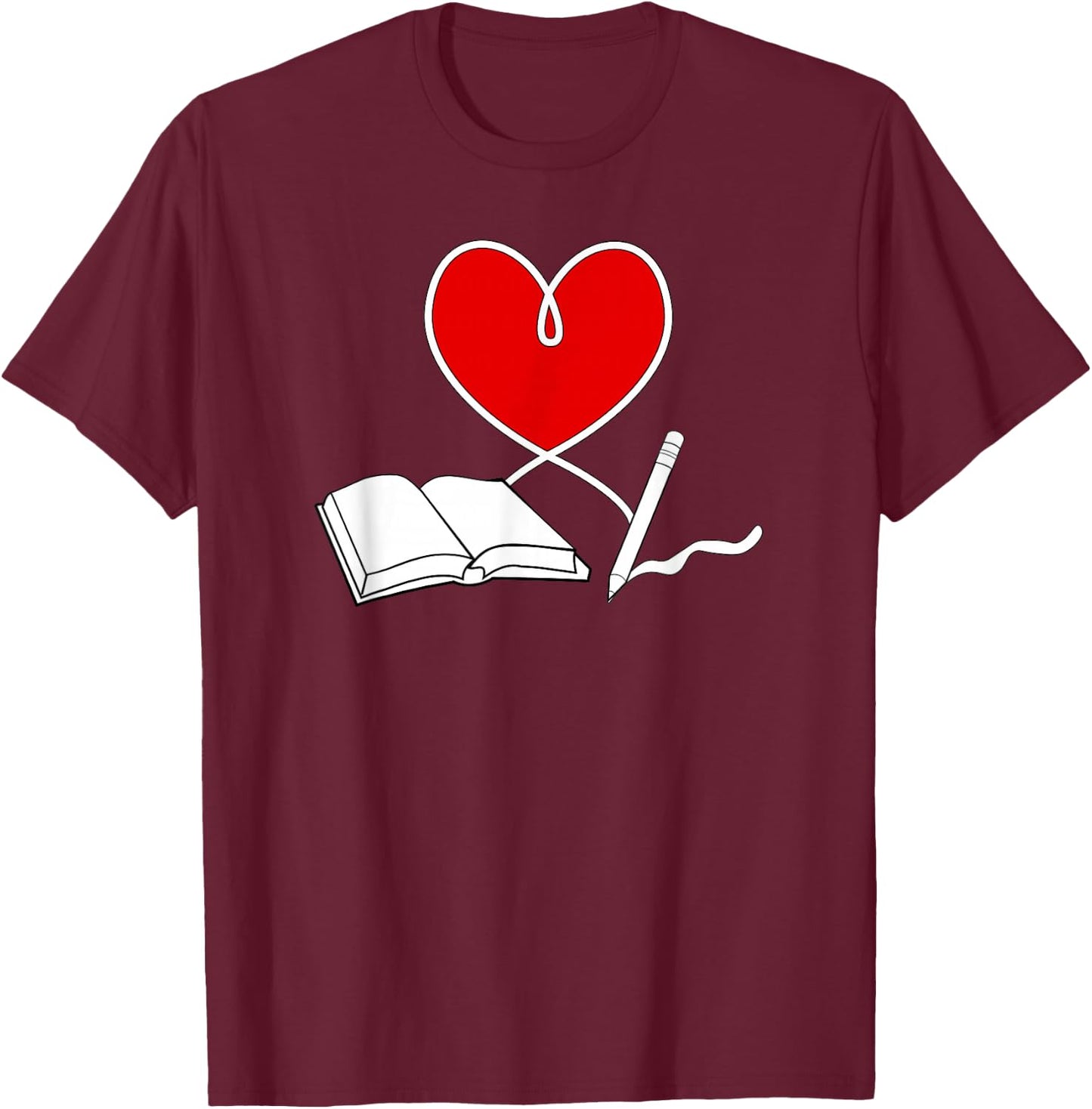 Valentines Day Author Writers Book Lover Writers and Authors T-Shirt - T-Shirt | Maroon