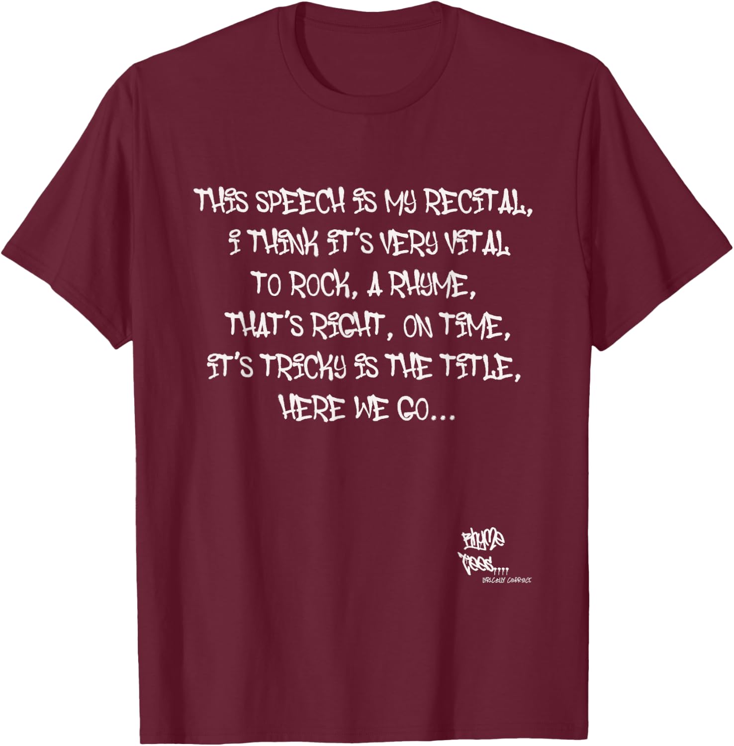 Old School Rap Hip HOP Merch It's Tricky Quote 80's DMC T-Shirt - T-Shirt | Maroon