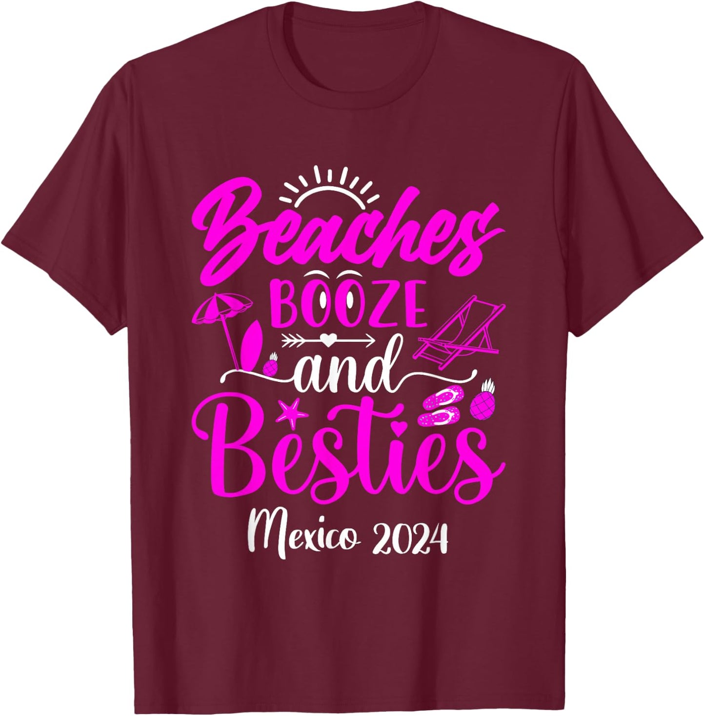 Girls Trip Mexico 2024 Besties Trip Weekend Birthday Women T-Shirt - T-Shirt | Maroon
