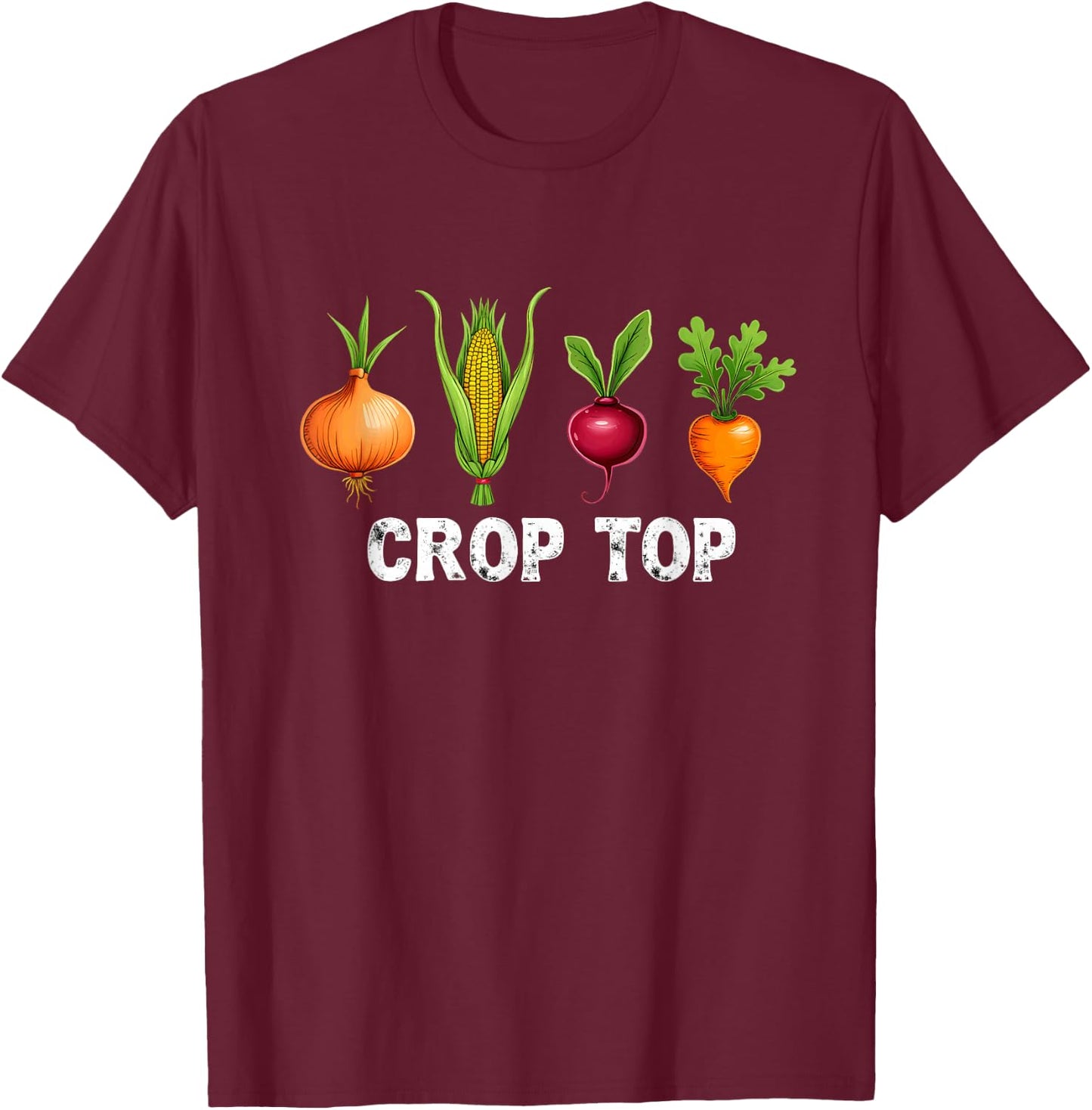 Farming Vegetable Crop Top T-Shirt - T-Shirt | Maroon