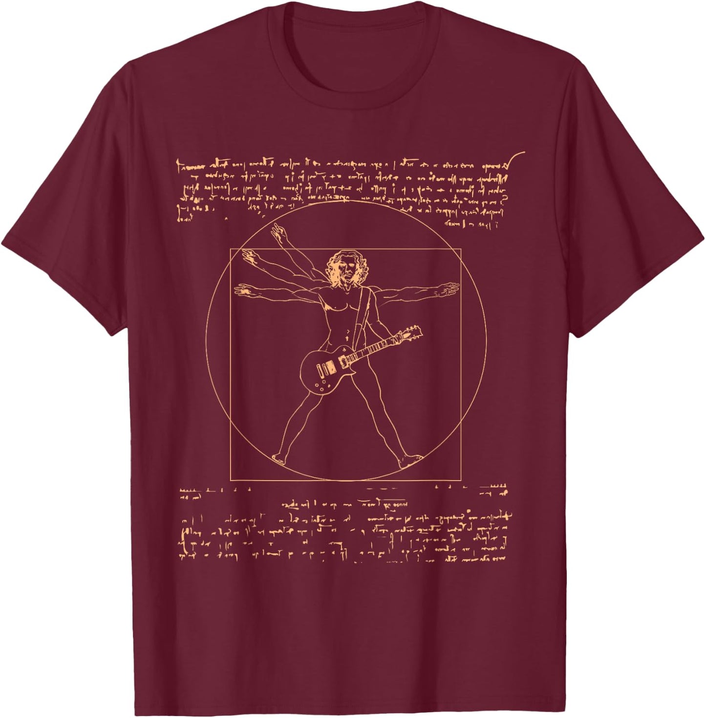 Vitruvianer Plays Guitar Funny Love Guitarist T-Shirt - T-Shirt | Maroon