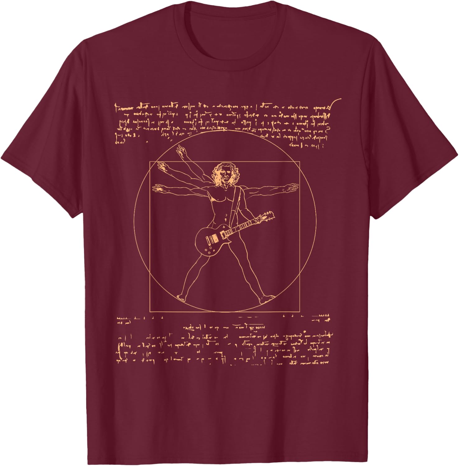 Vitruvianer Plays Guitar Funny Love Guitarist T-Shirt - T-Shirt | Maroon