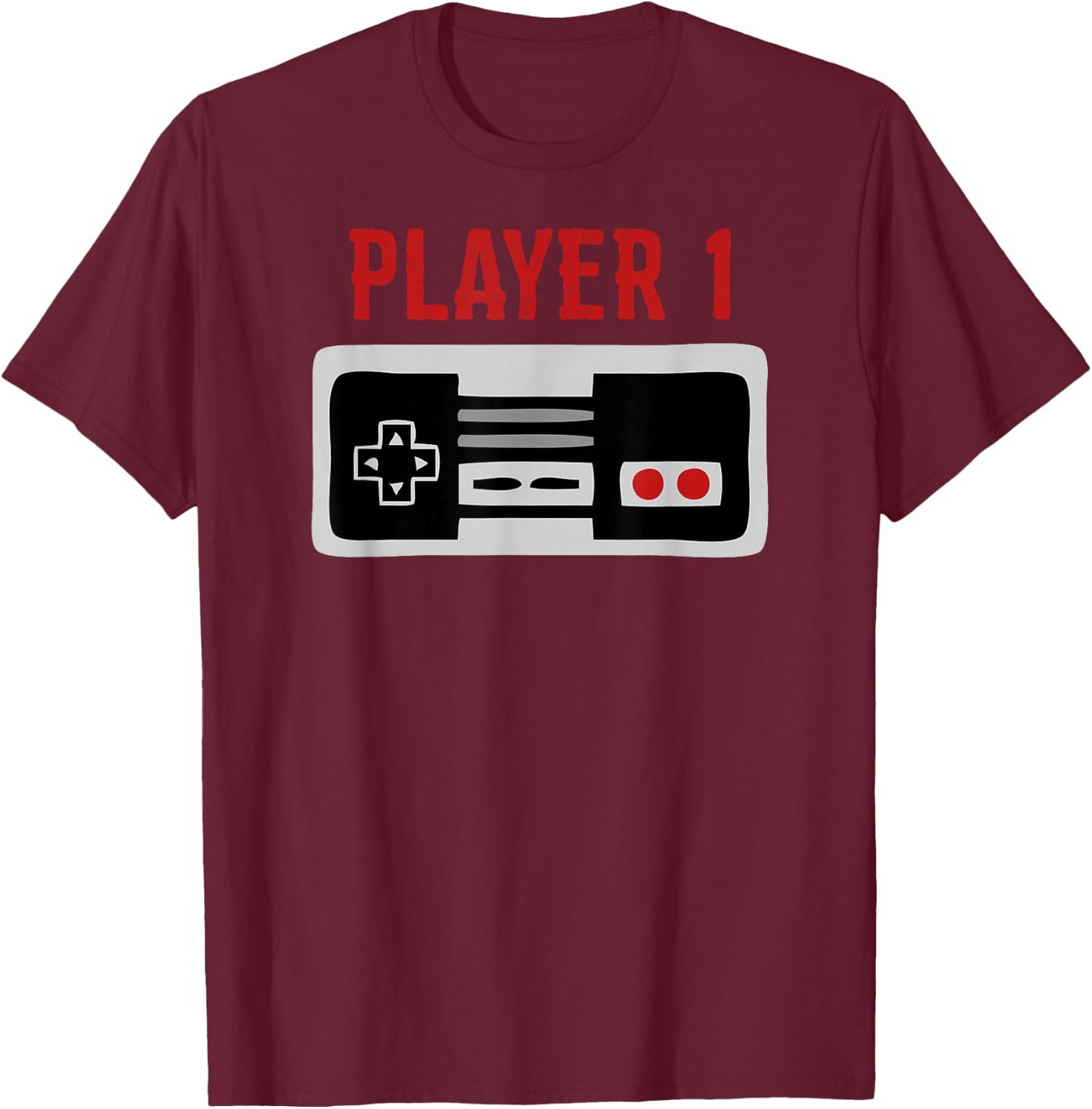 Matching Family Shirt Player 1 Video Game Shirt T-Shirt - T-Shirt | Maroon